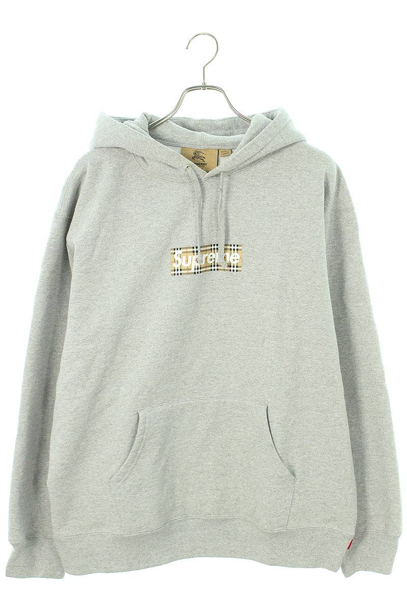 シュプリーム SUPREME　 22SS Burberry Box Logo Hooded Sweatshirt バーバリーボックスロゴパーカー(グレー)【321042】【SS13】【メンズ】【中古】bb210#rinkan*B