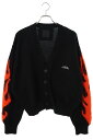 ジバンシィ GIVENCHY　サイズ:XL BM90QR4YHF ファイアースリーブニットカーディガン(ブラック×レッド)【421042】【SB01】【メンズ】【中古】bb33#rinkan*A