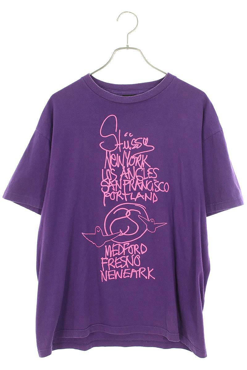 ステューシー STUSSY　サイズ:L gonz world tour tee プリントデザインTシャツ(パープル調)【604042】【FK04】【メンズ】【中古】bb209#rinkan*B