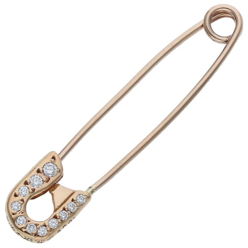 クロムハーツ Chrome Hearts 22K SAFETY PIN S P DMND PAVEダイヤ ゴールドネックレストップ(イエローゴールド×クリア 1.43g)【102042】【SJ02】【小物】【中古】bb82 rinkan A