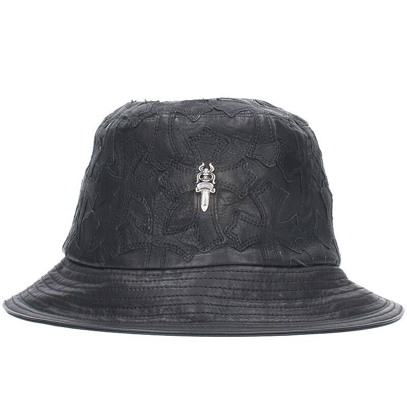 クロムハーツ Chrome Hearts　サイズ:S U-CHUM-LTHR セメタリーパッチダガー付きレザーバケットハット(ブラック)bb17#rinkan*B