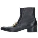 ドルチェアンドガッバーナ DOLCE & GABBANA　サイズ:10 エンブレム付きロングブーツ(ブラック)【212042】【BS99】【メンズ】【小物】【中古】bb82#rinkan*B