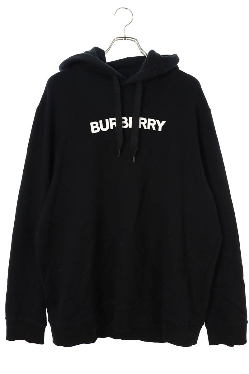 バーバリー Burberry　サイズ:XXL 8055318 ロゴプリントプルオーバーパーカー(ブラック)【422042】【NO05】【メンズ】【中古】bb170#rinkan*B