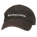 バレンシアガ BALENCIAGA　サイズ:L 499071 410B7 ロゴ刺繍ベースボール帽子(ブラック)【403042】【BS99】【小物】【中古】bb294#rinkan*B