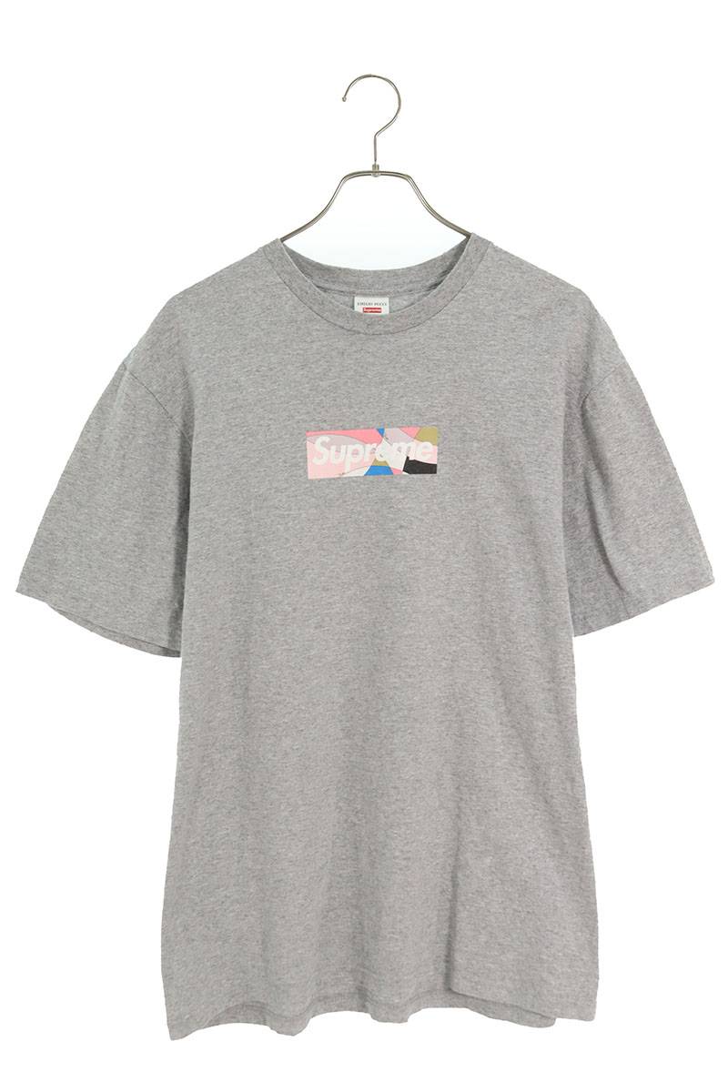 シュプリーム SUPREME　サイズ:M 21SS Emilio Pucci Box Logo Tee プッチボックスロゴTシャツ(グレー×ピンク)【603042】【OM10】【メンズ】【中古】bb346#rinkan*B