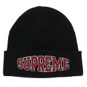 シュプリーム SUPREME 15AW Warp Logo Beanie Knit Cap ロゴ刺繍ビーニー帽子(ブラック×レッド)【213042】【BS99】【小物】【中古】bb177 rinkan B