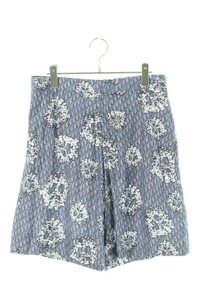 ディオール DIOR サイズ:46 23AW 013C121B5931 オブリーク フラワープリントシルクハーフパンツ(ネイビー×グレー)【804052】【SS13】【メンズ】【中古】bb132#rinkan*A