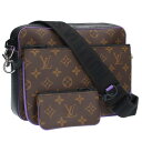 ルイヴィトン LOUISVUITTON　 M46266 トリオメッセンジャー モノグラムマカサーショルダーバッグ(ブラウン×ブラック×パープル)【013042】【SB01】【小物】【中古】bb18#rinkan*B