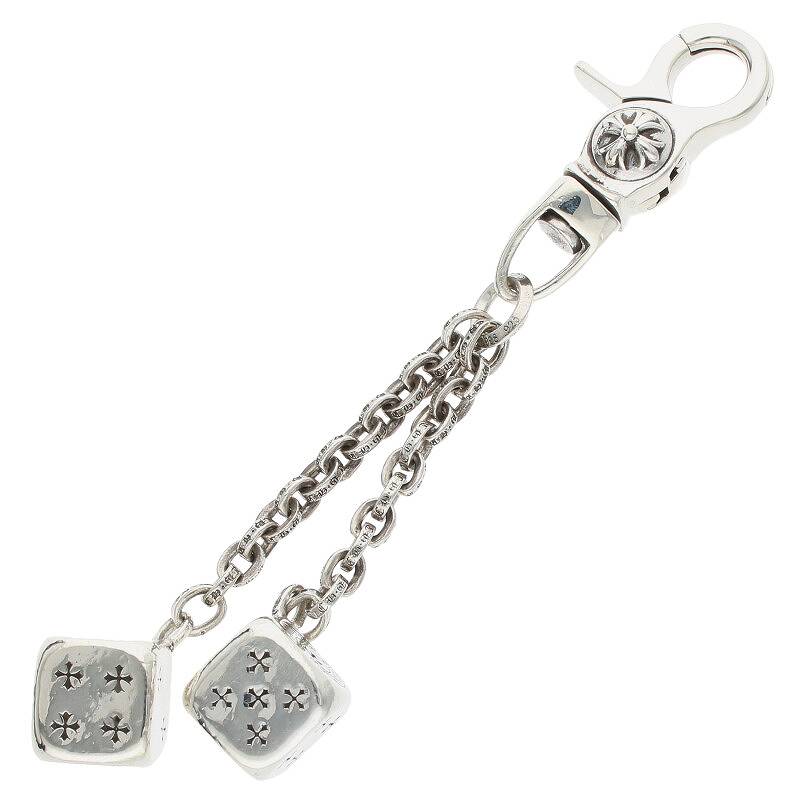 クロムハーツ Chrome Hearts　 DICE DBL ダブルダイス シルバーキーホルダーキーチェーン(シルバー 86.44g)【113042】【SJ02】【小物】【中古】bb82#rinkan*B