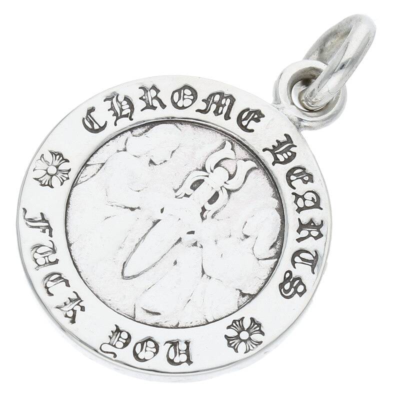 クロムハーツ Chrome Hearts　 CHRM ANGL MDL エンジェルメダルチャーム V1 シルバーネックレストップ(シルバー 5.99g)【113042】【SJ02】【小物】【中古】bb33#rinkan*B