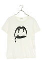 サンローランパリ SAINT LAURENT PARIS　サイズ:XS 378983 Y2LS1 ブラッドラスタープリントTシャツ(ホワイト)【123042】【BS99】【メンズ】【中古】bb409#rinkan*B