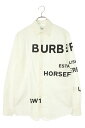 バーバリー Burberry　サイズ:XS 8023776 ホースフェリープリント長袖シャツ(ホワイト)【813042】【SS13】【メンズ】【中古】bb132#rinkan*B