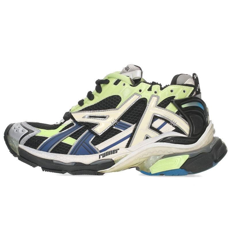 バレンシアガ BALENCIAGA　サイズ:40 RUNNER ランナースニーカー(シルバー×グリーン×ネイビー)【913042】【NO05】【メンズ】【小物】【中古】bb382#rinkan*B