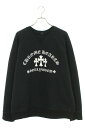 クロムハーツ Chrome Hearts　サイズ:XL U SAILIN ON CREW ラベル付きトリプルクロスロゴ刺繍スウェット(ブラック)【033042】【OS06】【メンズ】【中古】bb359#rinkan*B