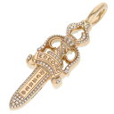 クロムハーツ Chrome Hearts　 22K DBL DAGGER P DIA 22Kダブルダガー PAVEダイヤ ゴールドネックレストップネックレストップ(イエローゴールド×クリア 35.34g)【023042】【SS07】【小物】【中古】bb134#rinkan*S