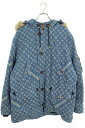 シュプリーム ルイヴィトン SUPREME LOUISVUITTON　サイズ:58 17AW LV Jacquard Denim N-3B デニムモノグラムコヨーテファーN-3Bミリタリーコート(インディゴ)【423042】【SB01】【メンズ】【中古】bb396#rinkan*B