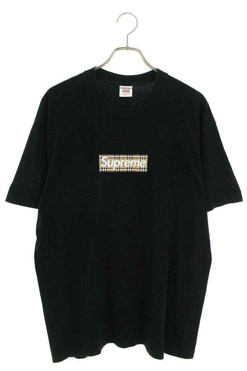 シュプリーム SUPREME　×バーバリー Burberry サイズ:L 22SS Burberry Box Logo Tee バーバリーボックスロゴTシャツ(ブラック)【823042】【OM10】【メンズ】【中古】bb205#rinkan*B