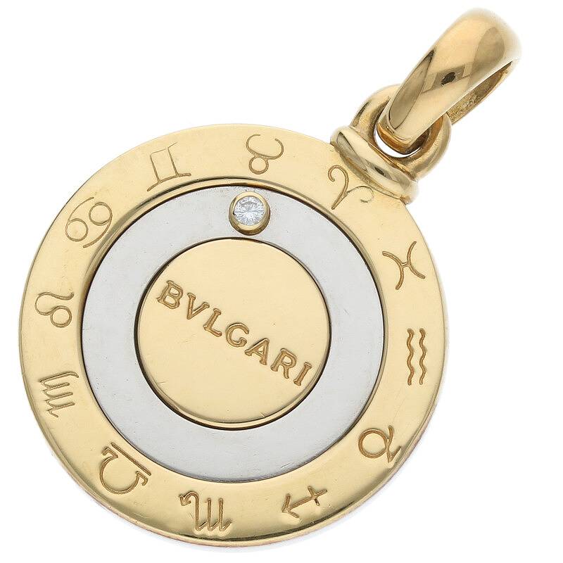 ブルガリ BVLGARI　 ホロスコープ K18YG1Pダイヤネックレストップ(イエローゴールド×シルバー×クリア 10.18g)bb297#rinkan*B