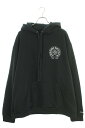 クロムハーツ Chrome Hearts　サイズ:XXL WWW.CHROMEHEARTS.COM SILVER GLITTER HOODIE オンライン限定グリッターバックプリントプルオーバーパーカー(ブラック×シルバー)【033042】【SJ02】【メンズ】【中古】bb248#rinkan*S