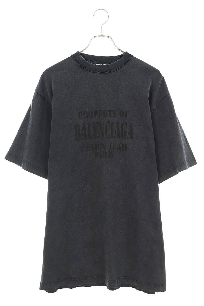 バレンシアガ BALENCIAGA　サイズ:XXS 641675 TMVH8 ダメージ加工ロゴプリントオーバーサイズTシャツ(ブラック調)【304042】【OM10】【メンズ】【中古】bb205#rinkan*B