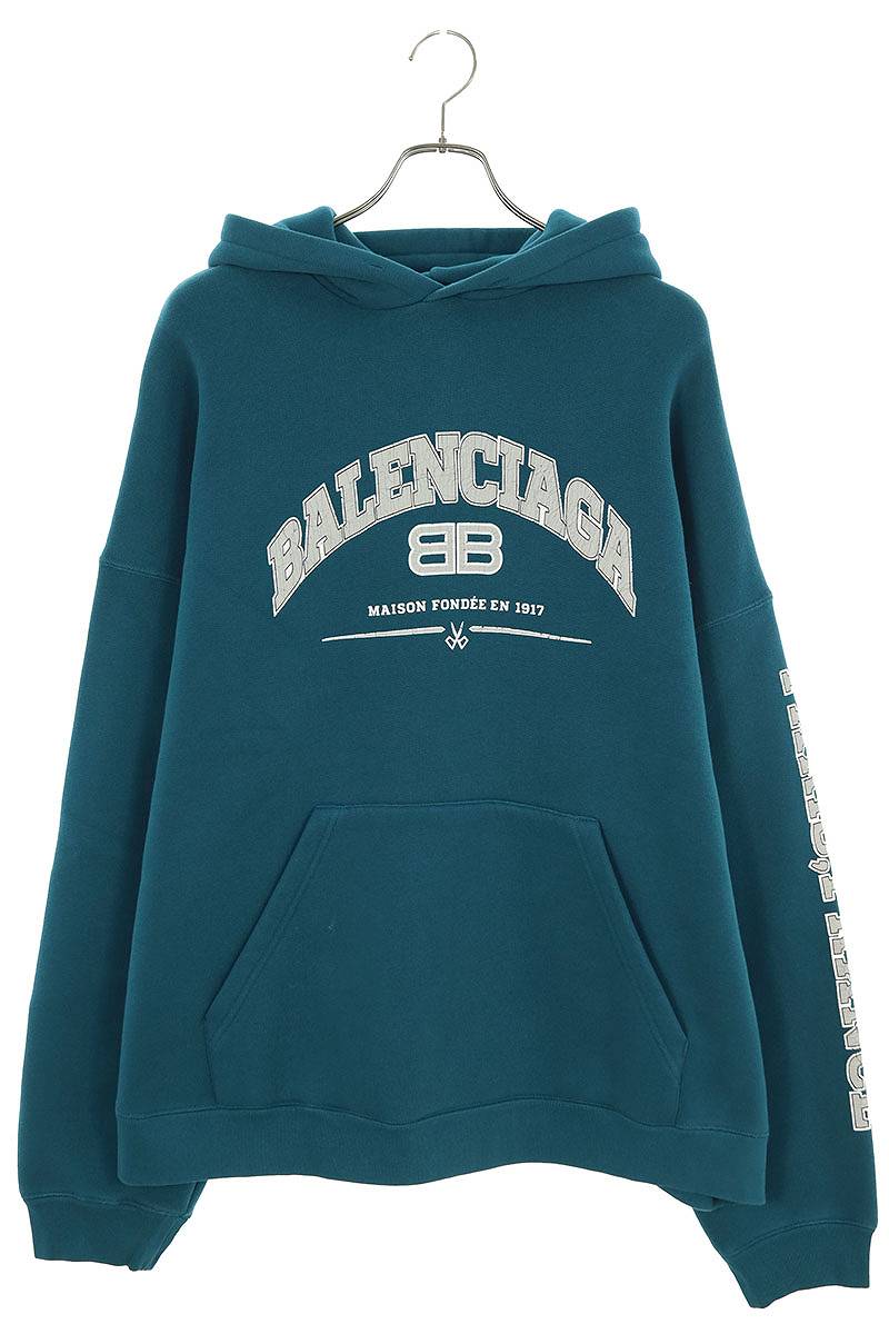 バレンシアガ BALENCIAGA　サイズ:2 674986 TLVJ2 ワイドフィットプルオーバーパーカー(ブルー調)【304042】【OM10】【メンズ】【中古】bb51#rinkan*S