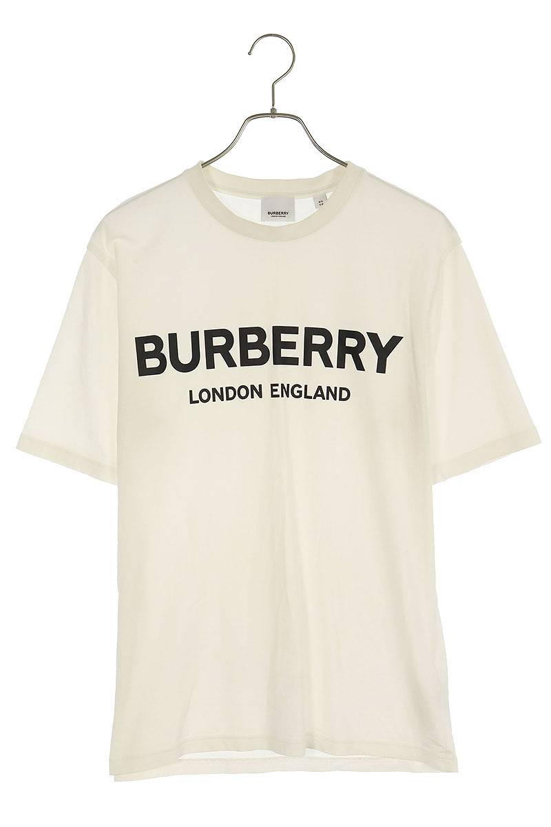バーバリー Burberry　サイズ:XS 8026017 ロゴプリントオーバーサイズTシャツ(ホワイト)【614042】【BS99】【メンズ】【中古】bb356#rinkan*C