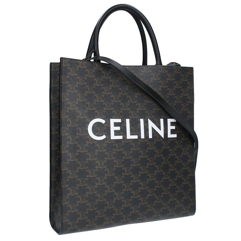 セリーヌ 帆布・キャンバス トートバッグ メンズ セリーヌバイエディスリマン CELINE by Hedi Slimane　 バーティカルカバ 194432CIM ロゴプリントトリオンフキャンバス2WAYトートバッグ(ブラウン)【014042】【SS13】【小物】【新古品】bb20#rinkan*N