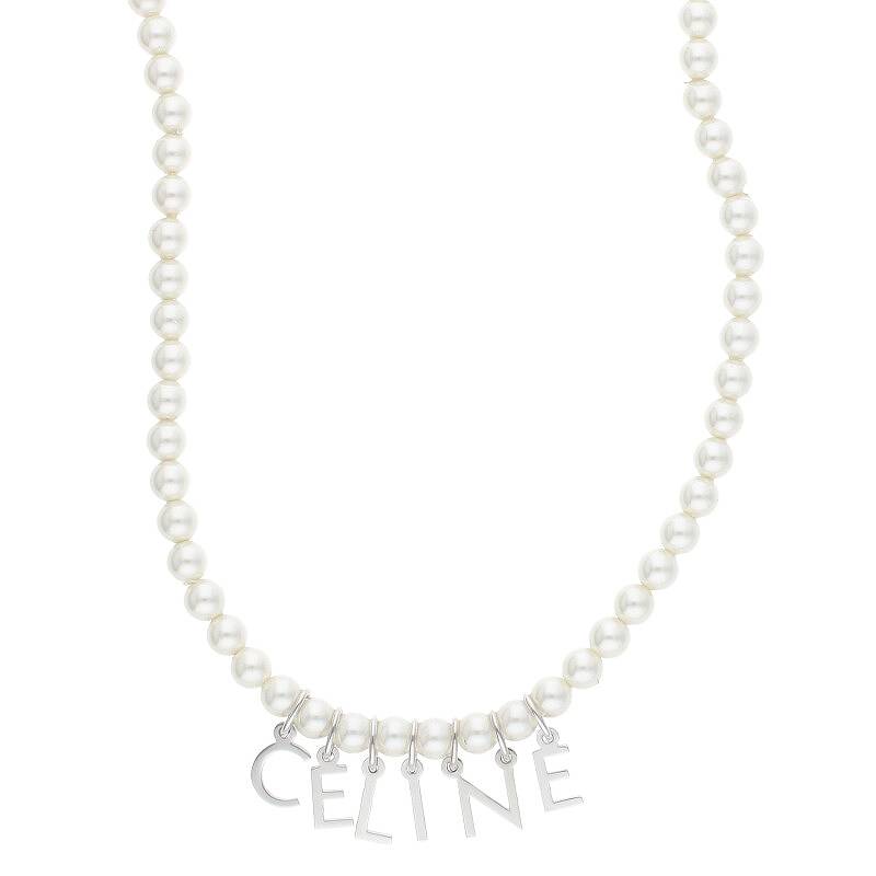 セリーヌ ネックレス（レディース） セリーヌバイエディスリマン CELINE by Hedi Slimane　 24SS 460JK6BPE ロゴパールネックレス(ホワイト×シルバー 総重量11.34g)【314042】【SB01】【小物】【新古品】bb20#rinkan*N