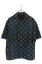 ルイヴィトン LOUISVUITTON　サイズ:XS 23AW RM232 ARS HPS73W 1ABXXH モノグラムショートスリーブシャンブレー半袖シャツ(インディゴ)【604042】【SB01】【メンズ】【中古】bb154#rinkan*S