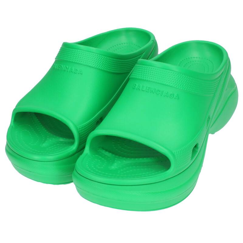 バレンシアガ BALENCIAGA　サイズ:42 CROCS POOL RUB SLIDE プールクロックスラバーサンダル(グリーン)【804042】【OM10】【メンズ】【小物】【中古】bb187#rinkan*S