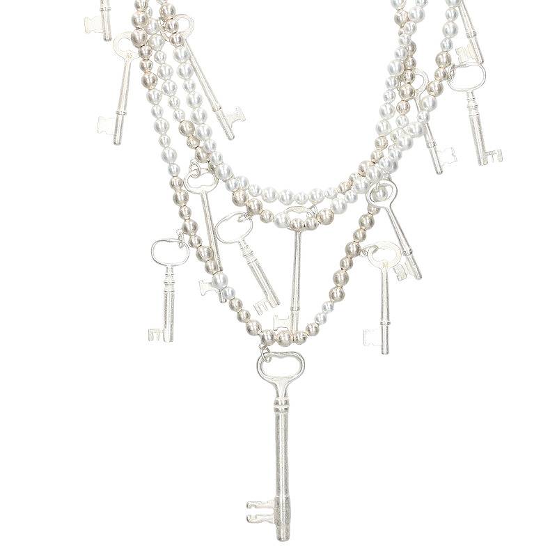 タカヒロミヤシタザソロイスト TAKAHIROMIYASHITA TheSoloIst　 pearl necklace with five keys. キーモチーフパールネックレス(ホワイト 総重量388.56)【315042】【BS99】【小物】【中古】bb33#rinkan*A