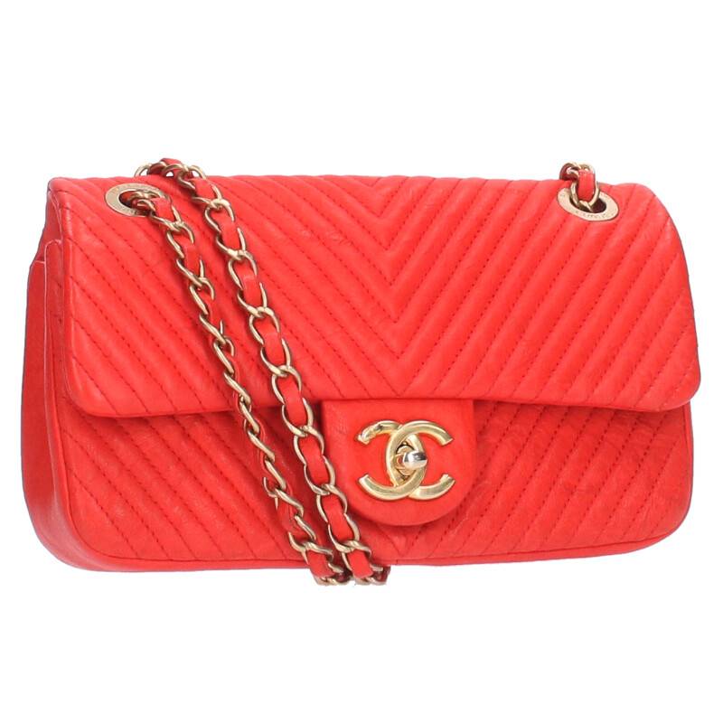 シャネル CHANEL　 マトラッセ Vステッチチェーンショルダーバッグ(レッド)【804042】【SB01】【小物】【中古】bb216#rinkan*B