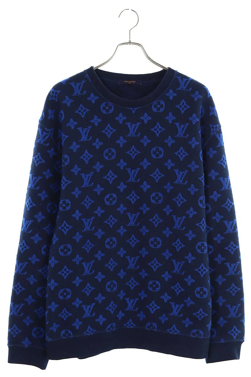 ルイヴィトン LOUISVUITTON　サイズ:XL 19AW RM192M NPN HHY14W フルモノグラムジャカードクルーネックスウェット(ブルー調)【904042】【GZ11】【メンズ】【中古】bb389#rinkan*B