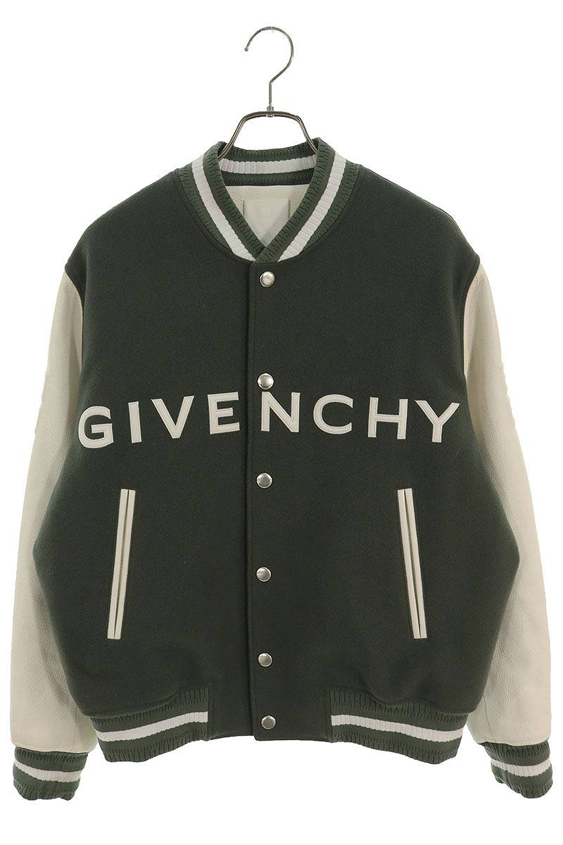 ジバンシィ GIVENCHY　サイズ:48 BM011S6Y16 ロゴデザイン袖レザーテディブルゾン(カーキ×ホワイト)【414042】【SB01】【メンズ】【中古】bb18#rinkan*B