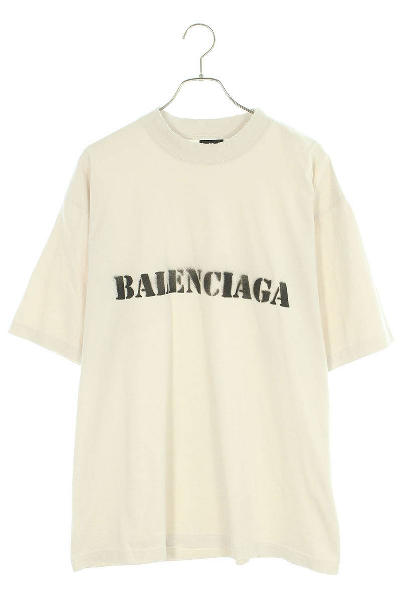 バレンシアガ BALENCIAGA　サイズ:L 764235 TQVA3 フロントロゴTシャツ(ベージュ調)【514042】【SS13】【メンズ】【中古】bb132#rinkan*B