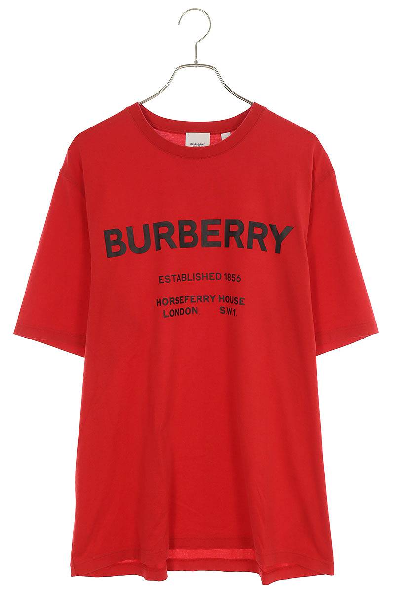 バーバリー Burberry　サイズ:L 8017227 ロゴプリントTシャツ(レッド)【624042】【OM10】【メンズ】【中古】bb205#rinkan*B