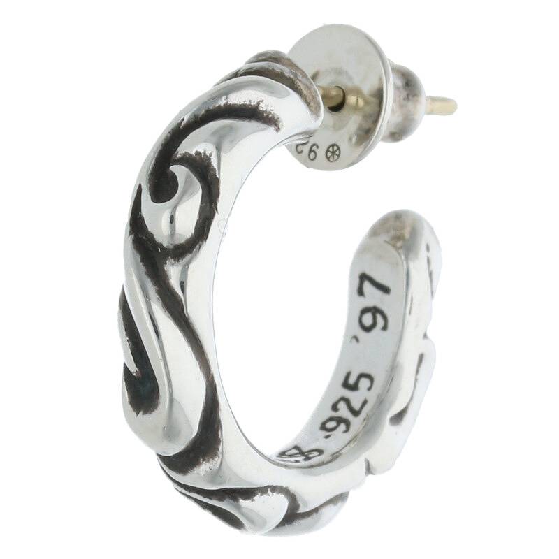 クロムハーツ Chrome Hearts　 HOOP SCROOL 1 スクロールフープ シルバーピアス(シルバー 4.23g)【914042】【GZ11】【小物】【中古】bb328#rinkan*B