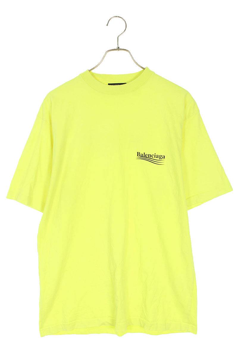 バレンシアガ BALENCIAGA　サイズ:XXS 641675 TJVF7 キャンペーンロゴオーバーサイズTシャツ(イエロー)【914042】【FK04】【メンズ】【中古】bb51#rinkan*B