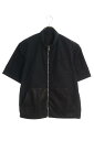 クロムハーツ Chrome Hearts　サイズ:XL クロスパッチレザーポケットジップアップナイロン半袖シャツ(ブラック×シルバー)【124042】【FK04】【メンズ】【中古】bb223#rinkan*A