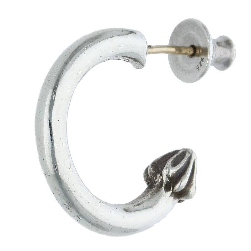 クロムハーツ Chrome Hearts　 HOOP PLAIN プレーンフープ シルバーピアス(シルバー 3.22g)【524042】【NO05】【小物】【中古】bb390#rinkan*B