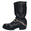 クロムハーツ Chrome Hearts　サイズ:9.5 BOSS ボス クラシックチェーン付きエンジニアレザーブーツ(ブラック×シルバー)【914042】【SJ02】【メンズ】【小物】【中古】bb17#rinkan*B