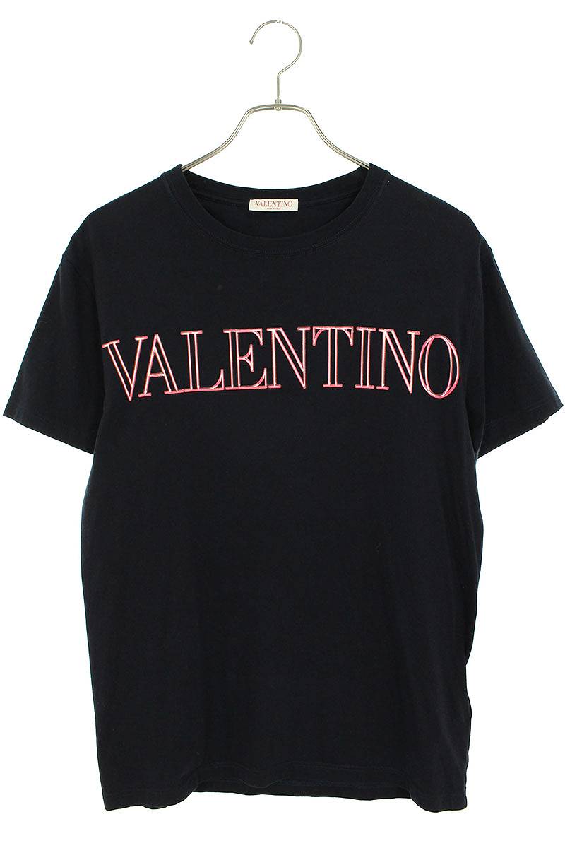 ヴァレンティノ VALENTINO　サイズ:S XV3MG11H85M ロゴプリントTシャツ(ブラック)【105042】【BS99】【メンズ】【中古】bb297#rinkan*B