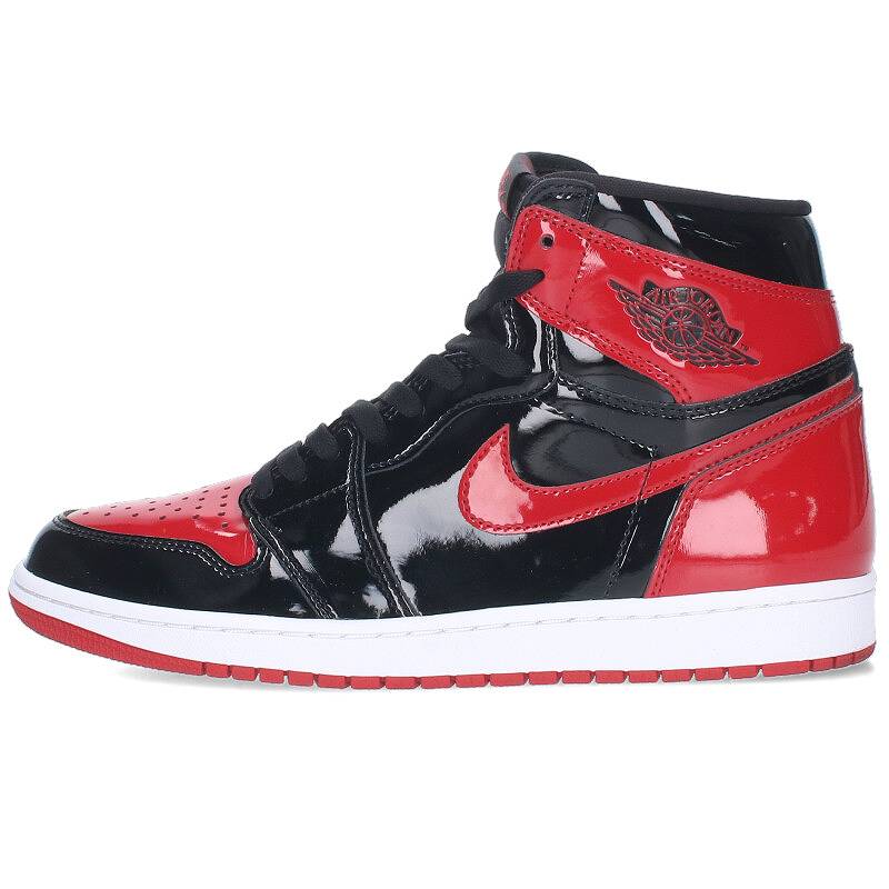 ナイキ NIKE　サイズ:28cm AIR JORDAN 1 RETRO HIGH OG PATENT BRED 555088-063 エアジョーダン1レトロハイオージーパテントブレッドスニーカー(ブラック×レッド)【624042】【FK04】【メンズ】【小物】【中古】bb380#rinkan*A