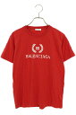 バレンシアガ BALENCIAGA　サイズ:M 541691 TCV25 BBロゴプリントTシャツ(レッド)【824042】【BS99】【レディース】【中古】【準新入荷】bb51#rinkan*B