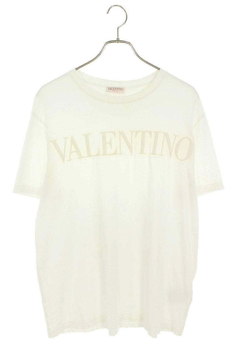 ヴァレンティノ VALENTINO　サイズ:L 22SS XV3MG08Y843 ロゴ型押しTシャツ(ホワイト)【924042】【OM10】【メンズ】【中古】bb346#rinkan*B