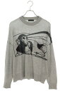 プラダ PRADA　サイズ:48 18SS UMA770 コミックデザインカシミアニット(グレー)【105042】【BS99】【メンズ】【中古】bb127#rinkan*B