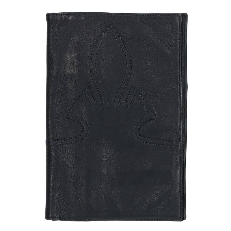 クロムハーツ Chrome Hearts　 LS NOTEPAD ノートパッド フレアニーレザーノベルティレザーブックカバー(ブラック×シルバー)【105042】【GZ11】【小物】【中古】bb62#rinkan*B