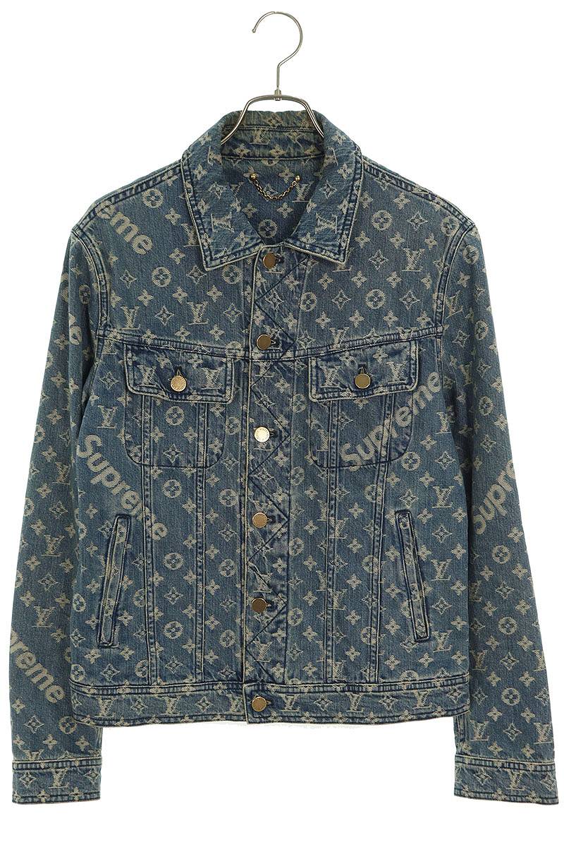 シュプリーム ルイヴィトン SUPREME LOUISVUITTON　サイズ:46 17AW LV Jacquard Denim Trucker Jacket モノグラムジャガードトラッカーデニムジャケット(インディゴ)【105042】【SS13】【メンズ】【中古】bb310#rinkan*C