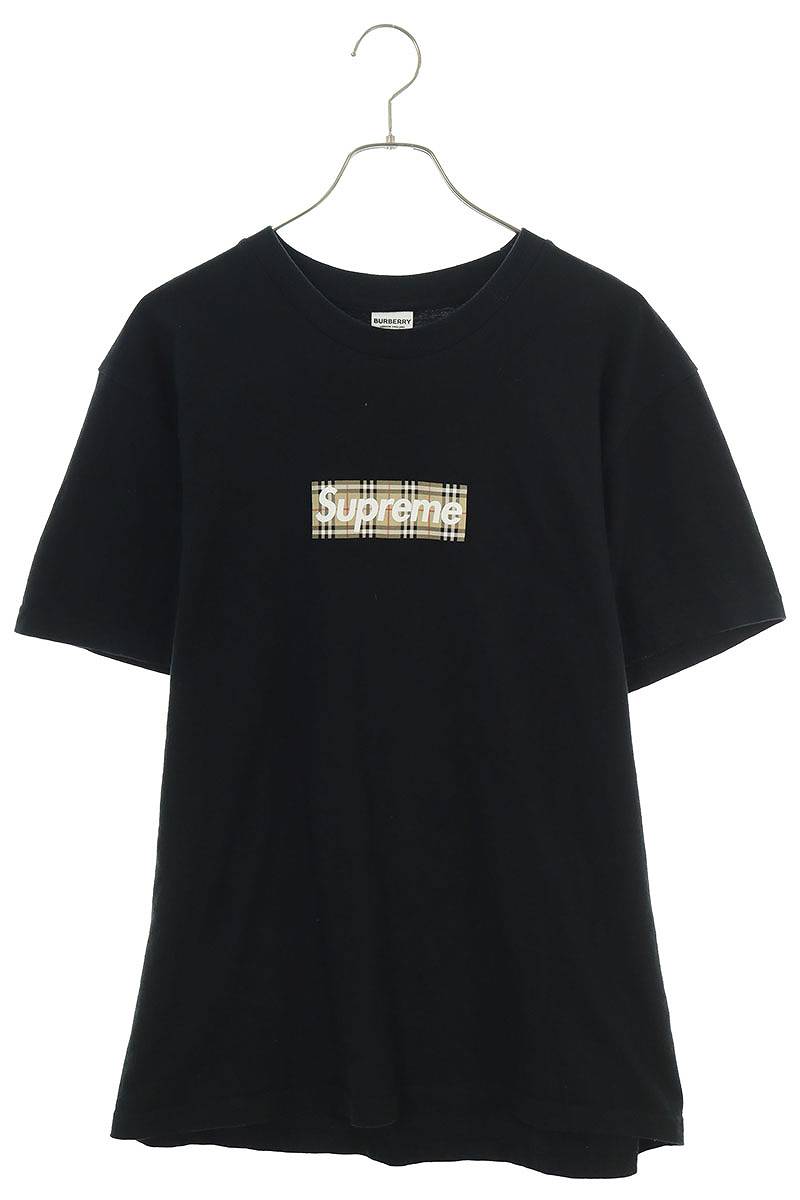 シュプリーム SUPREME　×バーバリー Burberry サイズ:M 22SS Burberry Box Logo Tee バーバリーボックスロゴTシャツ(ブラック)【605042】【OM10】【メンズ】【中古】bb132#rinkan*B