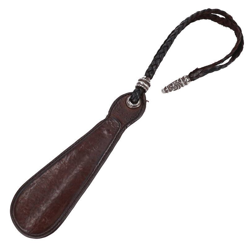 クロムハーツ Chrome Hearts SHOE HORN SML シューホーン レザー靴べら(ブラウン×シルバー)【605042】【NO05】【小物】【中...